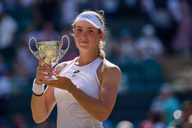 July 11, 2026, London, London, Great Britain: Anna Pushkareva with her trophy for the singles Champion during the trophy ceremony during The Championships Wimbledon , 11.7.2026 in London (All England Lawn Tennis and Croquet Club), Great Britain Tennis 2026: Grand Slam: The Championships Wimbledon: 13th Day: Girls Singles Final: PUSHKAREVA 5:7 6:3 6:4 SUN  - ZUMAs343 20260711_zsp_s343_054 Copyright: xMathiasxSchulzx