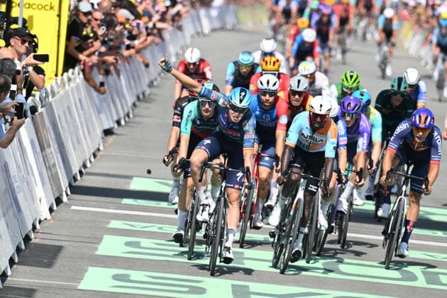 11-07-2026 Tour De France; Tappa 08 Perigueux - Bergerac; 2026, Soudal - Quick Step; 2026, Nsn; Merlier, Tim; Gyrmai Hailu, Biniam; Bergerac; 