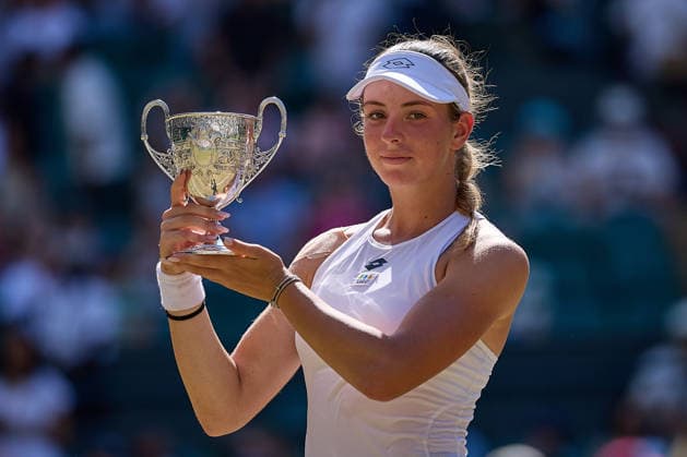 July 11, 2026, London, London, Great Britain: Anna Pushkareva with her trophy for the singles Champion during the trophy ceremony during The Championships Wimbledon , 11.7.2026 in London (All England Lawn Tennis and Croquet Club), Great Britain Tennis 2026: Grand Slam: The Championships Wimbledon: 13th Day: Girls Singles Final: PUSHKAREVA 5:7 6:3 6:4 SUN  - ZUMAs343 20260711_zsp_s343_084 Copyright: xMathiasxSchulzx
