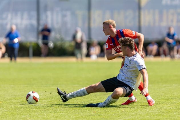 Harter Zweikampf Luka Janes (FC Heidenheim, 36) Anton Romer (SGM Langenau, 13), GER, SGM Langenau vs. 1.FC Heidenheim, Fussball, Testspiel, Saison 2026 2027, 11.07.2026, DFL DFB REGULATIONS PROHIBIT ANY USE OF PHOTOGRAPHS AS IMAGE SEQUENCES AND OR QUASI-VIDEO, GER, SGM Langenau vs. 1.FC Heidenheim, Fussball, Testspiel, Saison 2026 2027, 11.07.2026 Langenau *** A Tough Match: Luka Janes FC Heidenheim, 36; Anton Romer s SGM Langenau, 13, GER, SGM Langenau vs. 1 FC Heidenheim, Soccer, Friendly, 2026–2027 Season, July 11, 2026, DFL and DFB regulations prohibit any use of photographs as image sequences and or quasi-video, GER, SGM Langenau vs. 1 FC Heidenheim, soccer, friendly match, 2026–2027 season, July 11, 2026, Langenau Copyright: xEibner-Pressefoto JanixPlessx EP_JPL