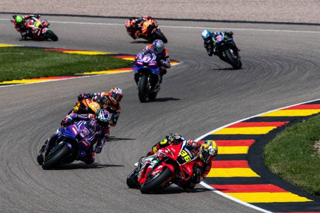 GER, Großer Preis von Deutschland, MotoGP. 11. Lauf, FIM Motorrad-Weltmeisterschaft. 11.07.2026, Sachsenring, Hohenstein-Ernstthal, GER, Großer Preis von Deutschland, MotoGP. 11. Lauf, FIM Motorrad-Weltmeisterschaft. 36, Joan Mir, Honda HRC Castrol, 43, Jack Miller, Prima Pramac Yamaha MotoGP Â Foto: Alexander Trienitz Hohenstein-Ernstthal Sachsenring Sachsen Deutschland *** GER, German Grand Prix, MotoGP Round 11, FIM Motorcycle World Championship, July 11, 2026, Sachsenring, Hohenstein Ernstthal, GER, German Grand Prix, MotoGP Round 11, FIM Motorcycle World Championship 36, Joan Mir, Honda HRC Castrol, 43, Jack Miller, Prima Pramac Yamaha MotoGP. Photo by Alexander Trienitz, Hohenstein Ernstthal, Sachsenring, Saxony, Germany