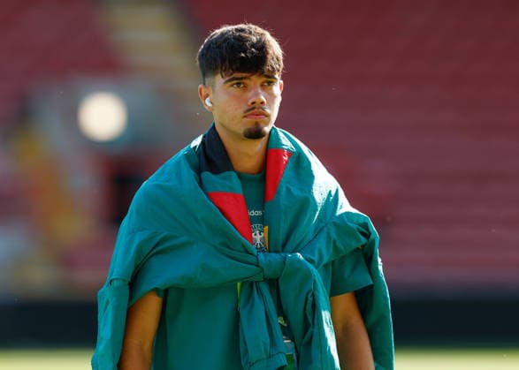 Wrexham, Wales, 11th July 2026. Mirza Catovic of Germany inspects the pitch ahead of the Spain U19 vs Germany U19 UEFA European U19 Championship Final match at The Racecourse, Wrexham. Picture credit should read: Cody Froggatt Sportimage EDITORIAL USE ONLY. No use with unauthorised audio, video, data, fixture lists, club league logos or live services. Online in-match use limited to 120 images, no video emulation. No use in betting, games or single club league player publications. SPI_010_CF_SPAIN_U19_V_GERMANY_U19_FINAL SPI-4858-0010