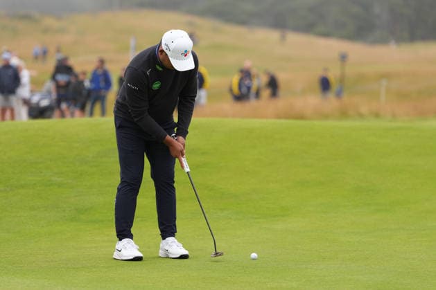 RECORD DATE NOT STATED 11th July 2026; The Renaissance Club, North Berwick, East Lothian, Scotland: Genesis Scottish Open Golf, Day Three; Si Woo Kim makes a birdie putt on the 14th hole during the third round of the Genesis Scottish Open AlecxBrown