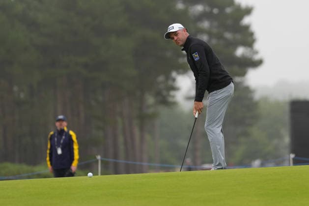 RECORD DATE NOT STATED 11th July 2026; The Renaissance Club, North Berwick, East Lothian, Scotland: Genesis Scottish Open Golf, Day Three; Corey Conners putts for eagle on the 14th hole at The Renaissance Club during the third round of the Genesis Scottish Open and misses AlecxBrown