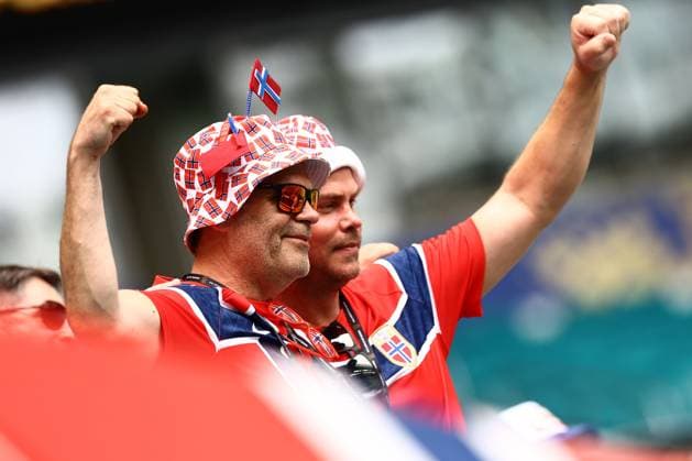 Norway fans ahead of kick off England v Norway, 2026 FIFA World Cup, WM, Weltmeisterschaft, Fussball Quarter-final, Football, Miami Stadium, Miami, Florida, USA - 11 Jul 2026Miami Miami Stadium Florida (FL) United States of America  Copyright: xMichaelxZemanek Shutterstockx 16986212d