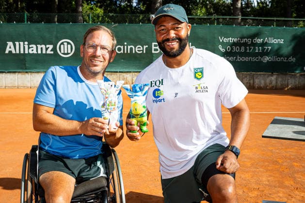 Siegerehrungen - Herren Doppel: Frederic Cattaneo FRA und Daniel Rodrigues BRA (Sieger 2026), 36. GERMAN OPEN 2026 - Beate Loddenkemper Trophy, Berlin, BTTC Grün-Weiß, 11.07.2026, *** Men s Doubles Award Ceremony: Frederic Cattaneo (FRA) and Daniel Rodrigues (BRA), 2026 Champions, 36th GERMAN OPEN 2026 Beate Loddenkemper Trophy, Berlin, BTTC Grün Weiß, July 11, 2026, Copyright: xClaudioxGärtnerx