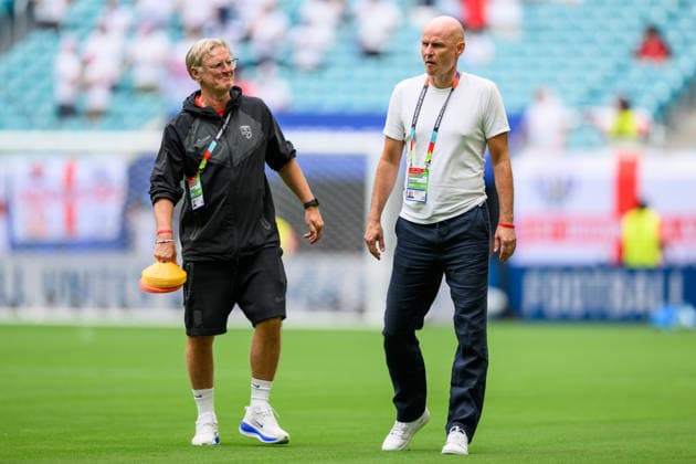 260711 Kent Bergersen, assistant coach, and Head coach Stale Solbakken of Norway ahead of the FIFA World Cup, WM, Weltmeisterschaft, Fussball 2026 quarter-final football match between Norway and England on July 11, 2026 in Miami. Photo: Jon Olav Nesvold BILDBYRAN COP 217 VG0992 bbeng fotboll football soccer fotball vm fotbolls-vm fotball-vm fotbolls-vm 2026 fifa world cup 2026 kvartfinale kvartsfinal quarterfinal quarter-final england norge norway *** July 11, 2026: Kent Bergersen, assistant coach, and head coach Stale Solbakken of Norway ahead of the 2026 FIFA World Cup quarterfinal soccer match between Norway and England on July 11, 2026 in Miami. Photo by Jon Olav Nesvold, BILDBYRAN COP 217 VG0992 bbeng soccer football fotball World Cup soccer World Cup 2026 FIFA World Cup 2026 quarterfinal quarterfinal quarter final England Norway  Copyright: JONxOLAVxNESVOLD BB260711JE012