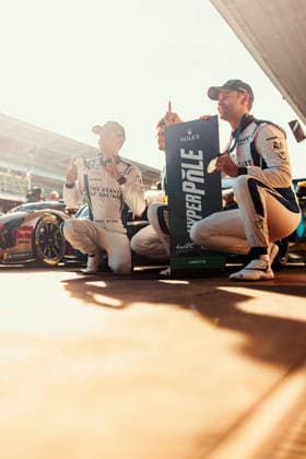 FIA WEC - 6 HOURS OF SAO PAULO 2026 23 ADAM Jonny (gbr), PAUWELLS Kobe (bel), NEWELL Gray (usa), Heart of Racing Team, Aston Martin Vantage AMR GT3 Evo 23, LM GT3, Celebration, pole position, during the 6 Hours of Sao Paulo 2026, 4th round of the 2026 FIA World Endurance Championship, from July 10 to 12, 2026 on the Interlagos Circuit in Sao Paulo, Brazil -  Copyright: xAndreaxLorenzinax