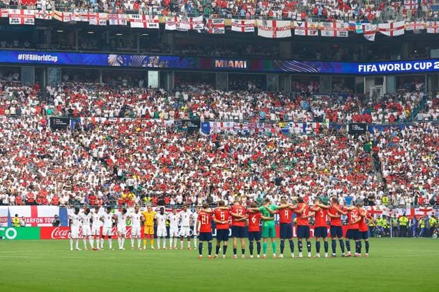 A period of reflection for Jayden Adams ahead of kick-off England v Norway, 2026 FIFA World Cup, WM, Weltmeisterschaft, Fussball Quarter-final, Football, Miami Stadium, Miami, Florida, USA - 11 Jul 2026Miami Miami Stadium Florida (FL) United States of America  Copyright: xMichaelxZemanek Shutterstockx 16986212ar