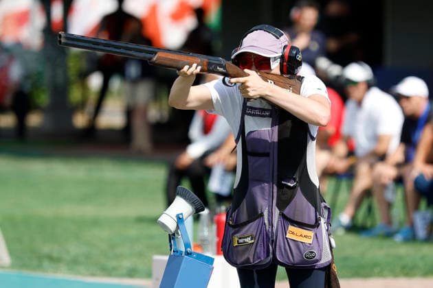 ISSF World Cup Shotgun Molne Magrina Mar of Spain shoots during the ISSF World Cup Shotgun on day five at the Concaverde Shooting Range in Lonato del Garda, Italy, on July 11, 2026. Lonato del Garda Italy  Copyright: xRichardxMorganox originalFilename:morgano-issfworl260711_npked.jpg