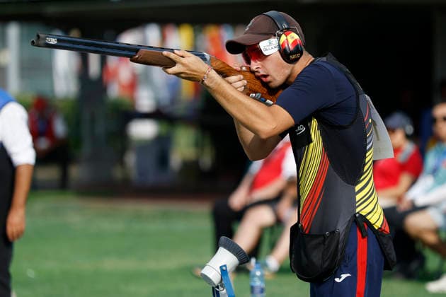 ISSF World Cup Shotgun Garcia Andres of Spain shoots during the ISSF World Cup Shotgun day five at the Concaverde Shooting Range in Lonato del Garda, Italy, on July 11, 2026. Lonato del Garda Italy  Copyright: xRichardxMorganox originalFilename:morgano-issfworl260711_npbbk.jpg
