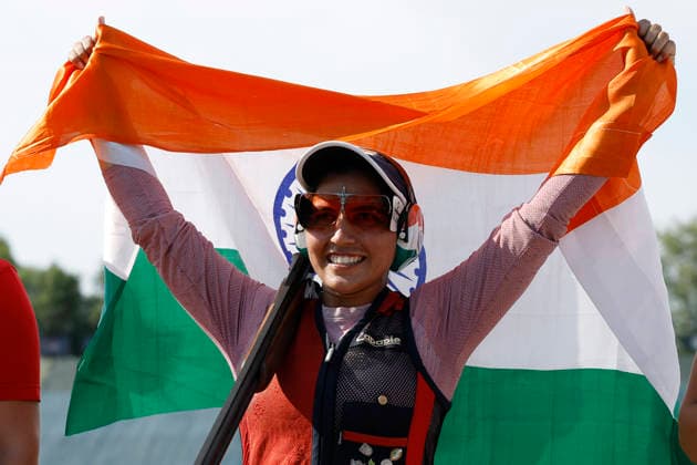 ISSF World Cup Shotgun Neeru Neeru of India celebrates winning a gold medal during the ISSF World Cup Shotgun on day five at the Concaverde Shooting Range in Lonato del Garda, Italy, on July 11, 2026. Lonato del Garda Italy  Copyright: xRichardxMorganox originalFilename:morgano-issfworl260711_npnUA.jpg