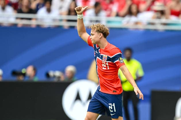 Andreas Schjelderup (Norway) gestures during the FIFA World Cup, WM, Weltmeisterschaft, Fussball 2026 Quarter Final match between Norway and England at Miami Stadium on July 11, 2026 in Miami Gardens, United States. (Photo by Harry Langer DeFodi Images) - *** Andreas Schjelderup of Norway gestures during the 2026 FIFA World Cup quarterfinal match between Norway and England at Miami Stadium on July 11, 2026, in Miami Gardens, United States. Photo by Harry Langer, DeFodi Images