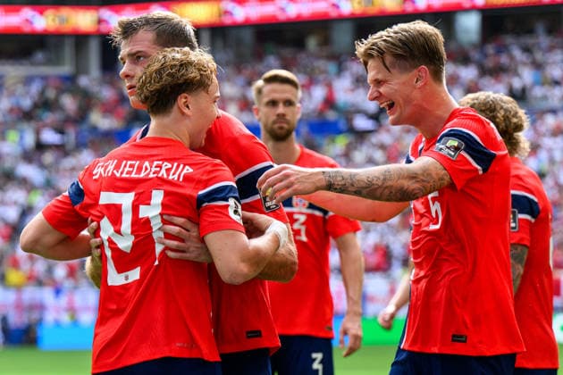 260711 Andreas Schjelderup of Norway celebrates after scoring 1-0 during the FIFA World Cup, WM, Weltmeisterschaft, Fussball 2026 quarter-final football match between Norway and England on July 11, 2026 in Miami. Photo: Jon Olav Nesvold BILDBYRAN COP 217 VG0992 bbeng fotboll football soccer fotball vm fotbolls-vm fotball-vm fotbolls-vm 2026 fifa world cup 2026 kvartfinale kvartsfinal quarterfinal quarter-final england norge norway jubel *** July 11, 2026: Andreas Schjelderup of Norway celebrates after scoring the 1-0 goal during the 2026 FIFA World Cup quarterfinal soccer match between Norway and England on July 11, 2026 in Miami. Photo by Jon Olav Nesvold, BILDBYRAN COP 217 VG0992 bbeng soccer football fotball World Cup soccer World Cup fotball World Cup soccer World Cup 2026 FIFA World Cup 2026 quarterfinal quarterfinal quarter final England Norway celebration  Copyright: JONxOLAVxNESVOLD BB260711JE075