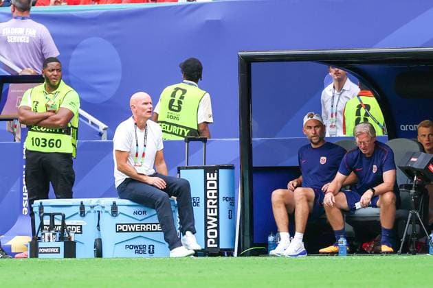 RECORD DATE NOT STATED FIFA World Cup, WM, Weltmeisterschaft, Fussball 2026 - Quarterfinals - Norway v England Stale Solbakken Coach of Norway during the FIFA World Cup quarterfinal match between Norway and England, at Miami Stadium, in Florida, United States, on Saturday, July 11, 2026.(Foto: William Volcov Brazil Photo Press IMAGO) Sports Miami FL United States Copyright: xWILLIAMxVOLCOVx
