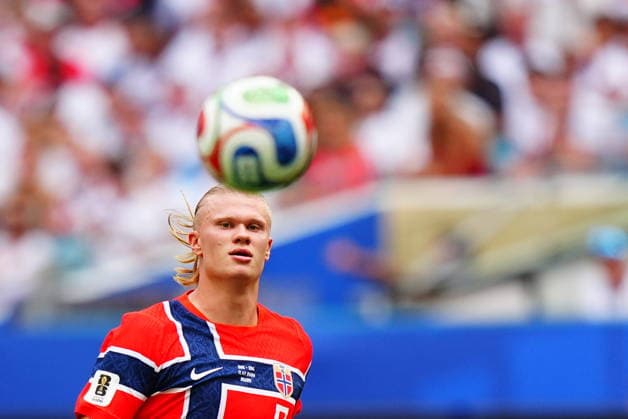 Norway v England - FIFA World Cup, WM, Weltmeisterschaft, Fussball 2026 - Quarter Finals MIAMI GARDENS, FLORIDA - JULY 11: Erling Haaland (9) of Norway in action during the 2026 FIFA World Cup quarterfinal match between Norway and England at Miami Stadium in Miami Gardens, Florida, United States, on July 11, 2026. Evrim Aydin Anadolu Florida United States. Editorial use only. Please get in touch for any other usage.  Copyright: x2026xAnadoluxEvrimxAydinx