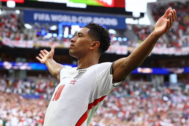 Jude Bellingham celebrates scoring for England England v Norway, 2026 FIFA World Cup, WM, Weltmeisterschaft, Fussball Quarter-final, Football, Miami Stadium, Miami, Florida, USA - 11 Jul 2026Miami Miami Stadium Florida (FL) United States of America  Copyright: xMichaelxZemanek Shutterstockx 16986212cg