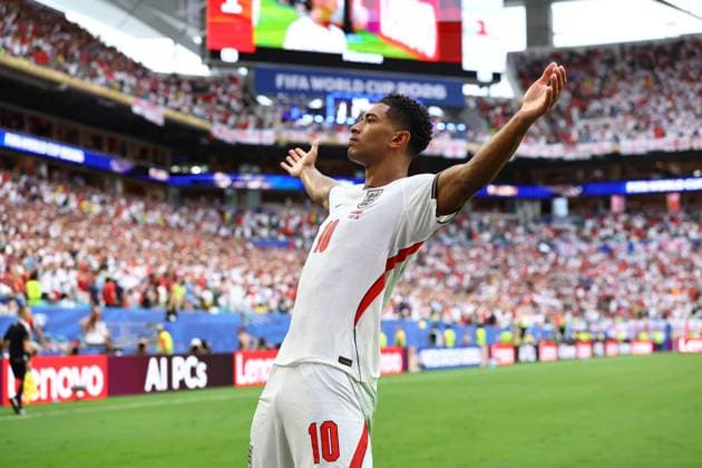 Jude Bellingham celebrates scoring for England England v Norway, 2026 FIFA World Cup, WM, Weltmeisterschaft, Fussball Quarter-final, Football, Miami Stadium, Miami, Florida, USA - 11 Jul 2026Miami Miami Stadium Florida (FL) United States of America  Copyright: xMichaelxZemanek Shutterstockx 16986212cf