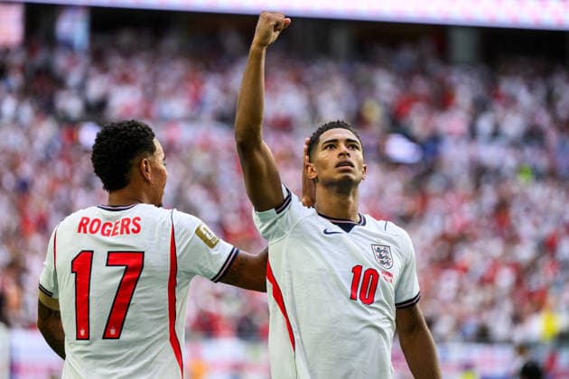 260711 Jude Bellingham of England celebrates after scoring 1-2 during the FIFA World Cup, WM, Weltmeisterschaft, Fussball 2026 quarter-final football match between Norway and England on July 11, 2026 in Miami. Photo: Jon Olav Nesvold BILDBYRAN COP 217 VG0992 bbeng fotboll football soccer fotball vm fotbolls-vm fotball-vm fotbolls-vm 2026 fifa world cup 2026 kvartfinale kvartsfinal quarterfinal quarter-final england norge norway jubel *** July 11, 2026: Jude Bellingham of England celebrates after scoring the 1-2 goal during the 2026 FIFA World Cup quarterfinal soccer match between Norway and England on July 11, 2026 in Miami. Photo by Jon Olav Nesvold. BILDBYRAN COP 217 VG0992 bbeng soccer football fotball World Cup soccer World Cup 2026 FIFA World Cup 2026 quarterfinal quarterfinal quarter final England Norway celebration  Copyright: JONxOLAVxNESVOLD BB260711JE112