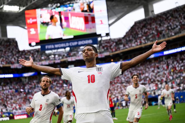 Norway v England - FIFA World Cup, WM, Weltmeisterschaft, Fussball 2026 Jude Bellingham of England celebrates after scoring a goal during the FIFA World Cup 2026 quarter final football match between Norway and England. Miami Gardens United States Copyright: xNicolòxCampox