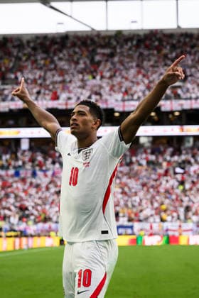 Norway v England - FIFA World Cup, WM, Weltmeisterschaft, Fussball 2026 Jude Bellingham of England celebrates after scoring a goal during the FIFA World Cup 2026 quarter final football match between Norway and England. Miami Gardens United States Copyright: xNicolòxCampox