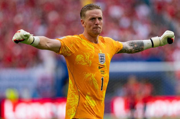 Jordan Pickford of England celebrates after scoring his team s second goal during the match between Norway and England, valid for the quarterfinals of the 2026 FIFA World Cup, WM, Weltmeisterschaft, Fussball held at Hard Rock Stadium in Miami Gardens, Florida, United States. Richard Callis Fotoarena (Richard Callis SPP)  Copyright: xRichardxCallisx xSPPx spp-en-RiCa-2983207