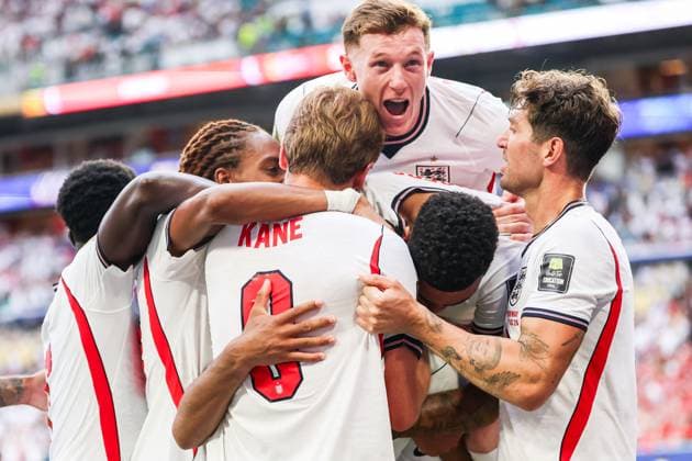 RECORD DATE NOT STATED FIFA World Cup, WM, Weltmeisterschaft, Fussball 2026 - Quarterfinals - Norway v England Jude Bellingham player of England celebrates his goal during the FIFA World Cup quarterfinal match between Norway and England, at Miami Stadium, in Florida, United States, on Saturday, July 11, 2026.(Foto: William Volcov Brazil Photo Press IMAGO) Sports Miami FL United States Copyright: xWILLIAMxVOLCOVx