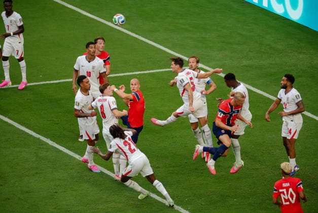 2026 FIFA World Cup, WM, Weltmeisterschaft, Fussball Quarter Final England v Norway Miami Stadium, Miami 11.07.2026 John Stones of England heads clear 2026 FIFA World Cup Quarter Final England v Norway Miami Stadium, Miami 11.07.2026 Photograph By Marc Aspland The Times  Copyright: xMarcxAsplandx NINTCHDBPICT001094797809