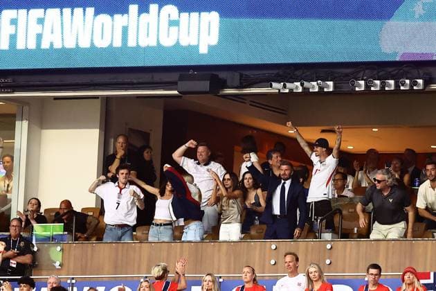 David Beckham, Victoria Beckham, Romeo Beckham, Cruz Beckham and Harper Beckham celebrate at the final whistle England v Norway, 2026 FIFA World Cup, WM, Weltmeisterschaft, Fussball Quarter-final, Football, Miami Stadium, Miami, Florida, USA - 11 Jul 2026Miami Miami Stadium Florida (FL) United States of America  Copyright: xMichaelxZemanek Shutterstockx 16986212dq