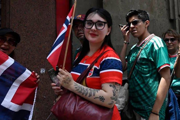 Norway v England FIFA Fan Festival - FIFA World Cup, WM, Weltmeisterschaft, Fussball 2026 A Norway football fan supports her national team, Nationalteam while attending the FIFA World Cup Fan Festival in Mexico City to watch the FIFA World Cup 2026 quarter-final match between England and Norway on a giant screen on July 11, 2026, in Mexico City, Mexico. (Photo by Carlos Tischler Eyepix Group) Copyright: xCarlosxTischler EyepixxGroupx CT_11072026_192690