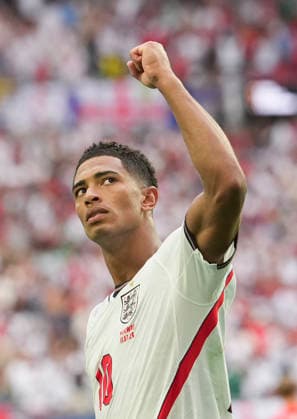 (260712) -- MIAMI, July 12, 2026 -- Jude Bellingham of England celebrates after scoring during the quarter final match between Norway and England at the 2026 FIFA World Cup, WM, Weltmeisterschaft, Fussball at the Miami Stadium in Miami, the United States, July 11, 2026. ) (SP)U.S.-MIAMI-FOOTBALL-FIFA WORLD CUP-QUARTER FINAL-NOR VS ENG ChenxYichen 
