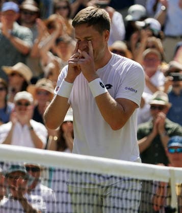 Tennis - 2026 Wimbledon Championships - Day Eleven (Week Two) - All England Lawn Tennis & Croquet Club, London - Saturday 11th July 2026 Mens Doubles Final : Henry Patten (GBR) and Harri Heliovaaran (FIN) v Marcelo Arevalo (ESA) and Mate Pavic (CRO) Henry Patten (GBR) celebrates winning match point COLORSPORT ANDREW COWIE 