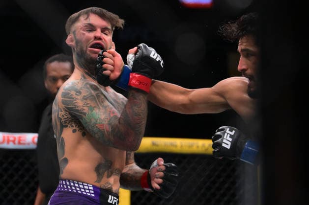 July 11, 2026, Las Vegas, Nevada, USA: ADRIAN YANEZ (R) landed a right hook to CODY GARBRANDT (L) during UFC 329 at the T-Mobile Arena in Las Vegas. Las Vegas USA - ZUMAo117 20260711_zsp_o117_044 Copyright: xMikaelxOnax
