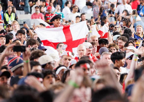 July 11, 2026, Vancouver, British Columbia, Canada: Supporters of England attend the FIFA Fan Festival Vancouver at PNE of the FIFA World Cup, WM, Weltmeisterschaft, Fussball 2026 Quarter Finals match between Norway and England. Vancouver Canada - ZUMAc132 20260711_fap_c132_003 Copyright: xAndrewxChinx