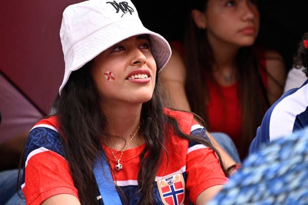 Norway v England FIFA Fan Festival - FIFA World Cup, WM, Weltmeisterschaft, Fussball 2026 A Norway football fan watches the FIFA World Cup 2026 quarter-final match between England and Norway on a giant screen at the FIFA World Cup Fan Festival in Mexico City on July 11, 2026, in Mexico City, Mexico. (Photo by Carlos Tischler Eyepix Group) Copyright: xCarlosxTischler EyepixxGroupx CT_11072026_192718