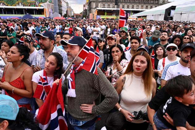 Norway v England FIFA Fan Festival - FIFA World Cup, WM, Weltmeisterschaft, Fussball 2026 Norway football fans watching the FIFA World Cup 2026 quarter-final match between England and Norway on a giant screen at the FIFA World Cup Fan Festival in Mexico City on July 11, 2026, in Mexico City, Mexico. (Photo by Carlos Tischler Eyepix Group) Copyright: xCarlosxTischler EyepixxGroupx CT_11072026_192727