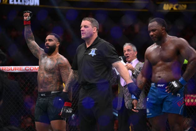 July 11, 2026, Las Vegas, Nevada, USA: GABLE STEVESON defeated ELISHA ELLISON by TKO (strikes) at 2:32 of Round 1.during UFC 329 at the T-Mobile Arena in Las Vegas. UFC 329: Gable Steveson Defeated Elisha Ellison By TKO  - ZUMAo117 20260711_zsp_o117_054 Copyright: xMikaelxOnax