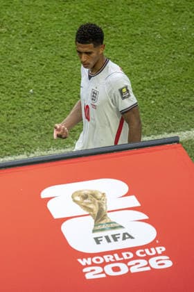 Jude Bellingham of England gestures during the FIFA World Cup, WM, Weltmeisterschaft, Fussball 2026 Quarter-final match between Norway and England at Miami Stadium on July 11th,2026 (Photo by Joao Bravo Sports Press Photo)  Copyright: xJoaoxBravo SportsxPressxPhotox Sportspressphoto_SPR189367