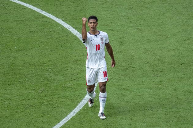 Jude Bellingham of England celebrates after scoring team s first goal during the FIFA World Cup, WM, Weltmeisterschaft, Fussball 2026 Quarter-final match between Norway and England at Miami Stadium on July 11th,2026 (Photo by Joao Bravo Sports Press Photo)  Copyright: xJoaoxBravo SportsxPressxPhotox Sportspressphoto_SPR189411