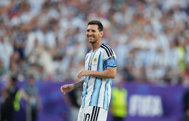 Lionel Andres Messi (Argentina) during Argentina and Switzerland, Quarter final FIFA World Cup, WM, Weltmeisterschaft, Fussball 2026, Kansas Stadium, Kansas, USA on July 11, 2026. Thor Wegner DeFodi Images. (Photo by DeFodi Images) - *** Lionel Andres Messi of Argentina during the quarterfinal match between Argentina and Switzerland at the 2026 FIFA World Cup, Kansas Stadium, Kansas, USA, on July 11, 2026. Photo by Thor Wegner, DeFodi Images