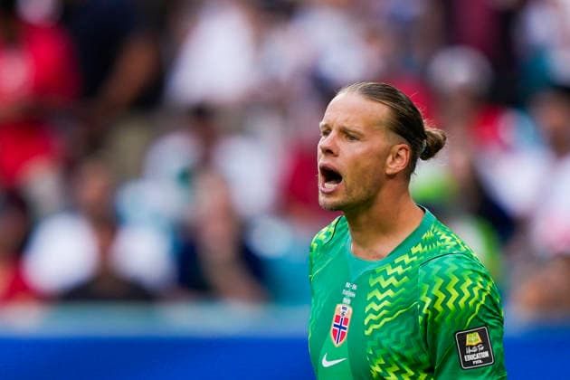 Fotball-VM 2026: Norge - England Miami Gardens, Florida , USA 20260711. Norges keeper orjan Haskjold Nyland under kvartfinalen i fotball-VM 2026 mellom Norge og England pa Miami stadion. Foto: Fredrik Varfjell NTB Miami Gardens, Florida USA EDITORIAL USE ONLY. RESTRICTED USE FOR BETTING COMPANIES Ref:_SPOIOPneFVF8TY.jpg *** 2026 FIFA World Cup: Norway vs. England, Miami Gardens, Florida, USA 20260711 Norway’s goalkeeper Orjan Haskjold Nyland during the quarterfinal match of the 2026 FIFA World Cup between Norway and England at Miami Stadium. Photo: Fredrik Varfjell, NTB, Miami Gardens, Florida, USA. EDITORIAL USE ONLY. RESTRICTED USE FOR BETTING COMPANIES  Copyright: xFredrikxVarfjellx xNTBx