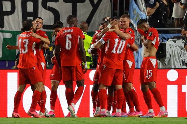FIFA World Cup, WM, Weltmeisterschaft, Fussball 2026 quarterfinals - Argentina vs Switzerland Players of Switzerland celebrate scoring the 1-1 goal during the FIFA World Cup 2026 quarterfinals match Argentina vs Switzerland, in Kansas City, Missouri, USA, 11 July 2026. KANSAS CITY United States  Copyright: xCHRISTOPHERxNEUNDORFx