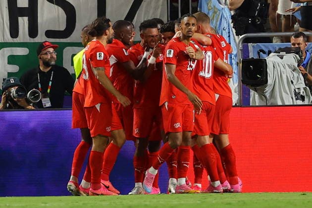 FIFA World Cup, WM, Weltmeisterschaft, Fussball 2026 quarterfinals - Argentina vs Switzerland Players of Switzerland celebrate scoring the 1-1 goal during the FIFA World Cup 2026 quarterfinals match Argentina vs Switzerland, in Kansas City, Missouri, USA, 11 July 2026. KANSAS CITY United States  Copyright: xCHRISTOPHERxNEUNDORFx