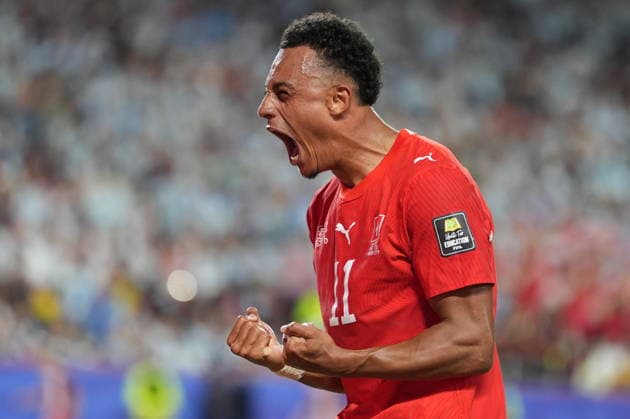 Argentina v Switzerland - FIFA World Cup, WM, Weltmeisterschaft, Fussball 2026 - Quarter Finals KANSAS CITY, UNITED STATES - JULY 11: Dan Ndoye (11) of Switzerland celebrates his goal during the 2026 FIFA World Cup quarter-final match between Argentina and Switzerland at Arrowhead Stadium in Kansas City, Missouri, US, on July 11, 2026. Ercin Erturk Anadolu Kansas City United States. Editorial use only. Please get in touch for any other usage.  Copyright: x2026xAnadoluxErcinxErturkx