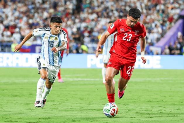 RECORD DATE NOT STATED FIFA World Cup, WM, Weltmeisterschaft, Fussball 2026 - Quarterfinals - Argentina v Switzerland Zeki Amdouni player of Switzerland during the FIFA World Cup quarterfinal match between Argentina and Switzerland, at Kansas City Stadium, in Missouri, United States, on Saturday, July 11, 2026.(Foto: Vanessa Carvalho Brazil Photo Press IMAGO) Sports Copyright: xVanessaxCarvalhox