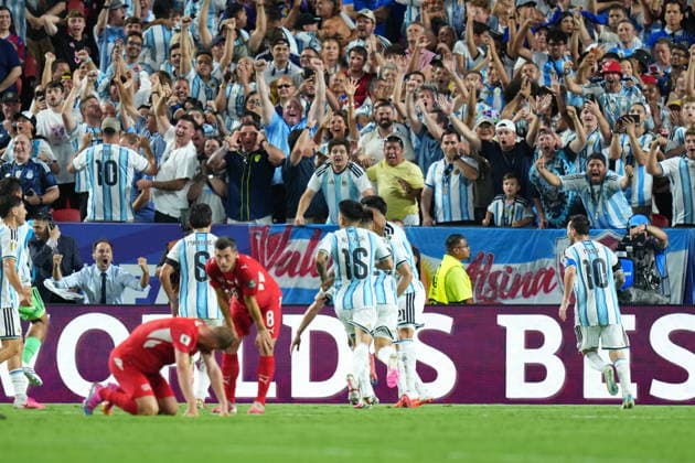 Argentina v Switzerland - FIFA World Cup, WM, Weltmeisterschaft, Fussball 2026 - Quarter Finals KANSAS CITY, MISSOURI, US - JULY 11: Players of Argentina celebrate after the second goal during the 2026 FIFA World Cup quarter-final match between Argentina and Switzerland at Arrowhead Stadium in Kansas City, Missouri, US, on July 11, 2026. Ercin Erturk Anadolu Missouri United States. Editorial use only. Please get in touch for any other usage.  Copyright: x2026xAnadoluxErcinxErturkx