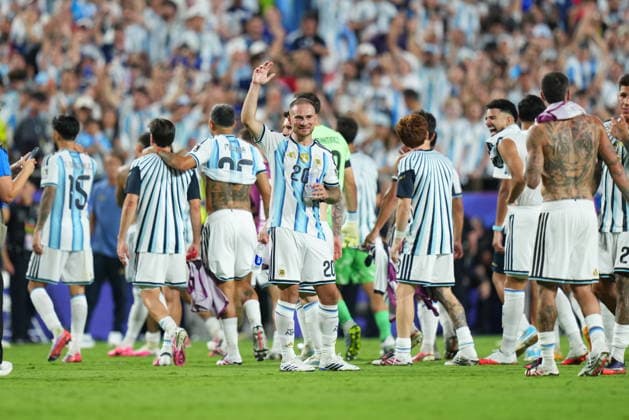 Argentina v Switzerland - FIFA World Cup, WM, Weltmeisterschaft, Fussball 2026 - Quarter Finals KANSAS CITY, MISSOURI, US - JULY 11: Players of Argentina celebrate victory during the 2026 FIFA World Cup quarter-final match between Argentina and Switzerland at Arrowhead Stadium in Kansas City, Missouri, US, on July 11, 2026. Ercin Erturk Anadolu Kansas City World. Editorial use only. Please get in touch for any other usage.  Copyright: x2026xAnadoluxErcinxErturkx