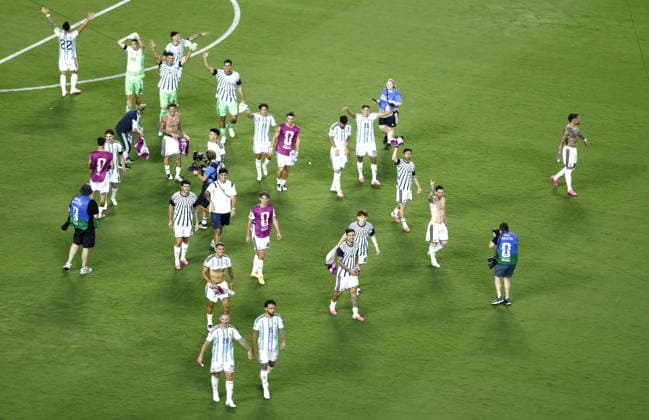 FIFA World Cup, WM, Weltmeisterschaft, Fussball 2026 quarterfinals - Argentina vs Switzerland Players of Argentina celebrate after winning the FIFA World Cup 2026 quarterfinals match Argentina vs Switzerland, in Kansas City, USA, 11 July 2026. KANSAS CITY United States  Copyright: xWILLxOLIVERx