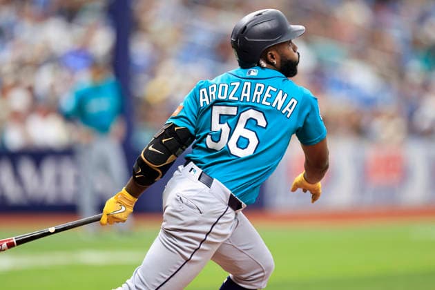 July 11, 2026, St. Petersburg, Florida, USA: Seattle Mariners left fielder Randy Arozarena (56) lines out to Tampa Bay Rays right fielder Victor Mesa Jr. (25) during an MLB, Baseball Herren, USA game on July 11, 2026 at Tropicana Field. The Rays beat the Mariners 6-1. MLB 2026: Tampa Bay Rays 6 : 1 Seattle Mariners  - ZUMAh180 20260711_zsp_h180_092 Copyright: xKimxHukarix