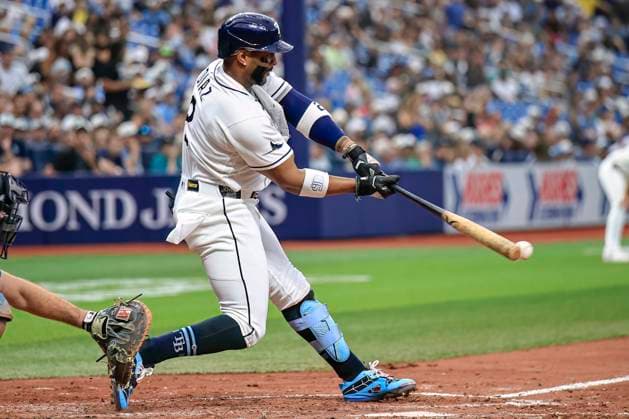 July 11, 2026, St. Petersburg, Florida, USA: Tampa Bay Rays designated hitter Yandy DoÂ­az (2) liines out to Seattle Mariners right fielder Luke Raley (20) during an MLB, Baseball Herren, USA game on July 11, 2026 at Tropicana Field. The Rays beat the Mariners 6-1. MLB 2026: Tampa Bay Rays 6 : 1 Seattle Mariners  - ZUMAh180 20260711_zsp_h180_078 Copyright: xKimxHukarix
